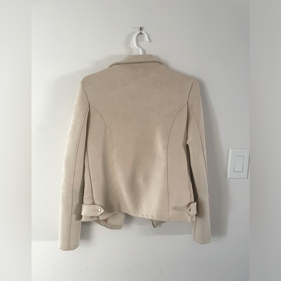 Suede Beige Moto Jacket - Picture 2 of 9